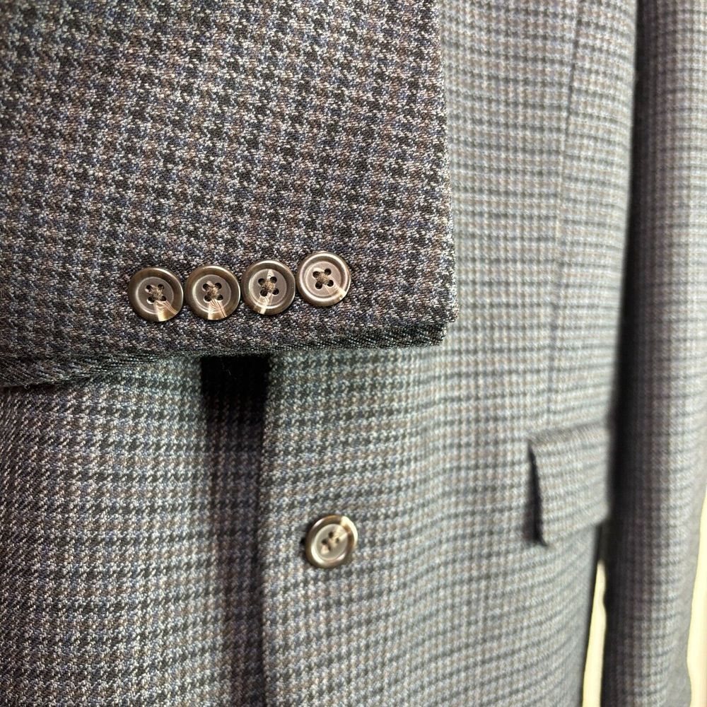 CHAPS 46L‎ Houndstooth Sport Coat Blazer 100% Lambswool Blue Gray Suit Jacket - Picture 5 of 9